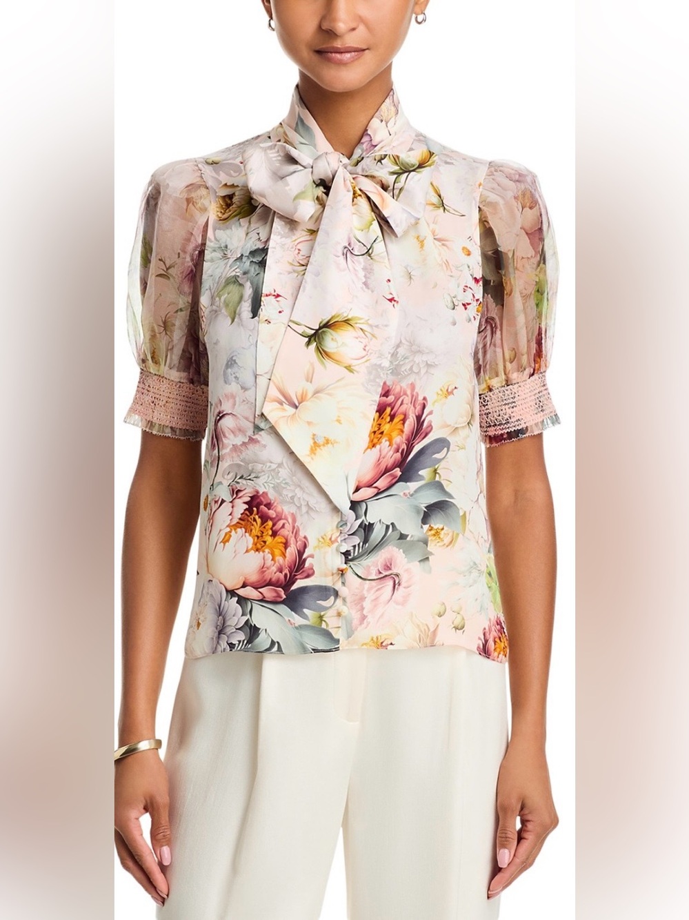 Alice + Olivia Brentley Tie Neck Blouse